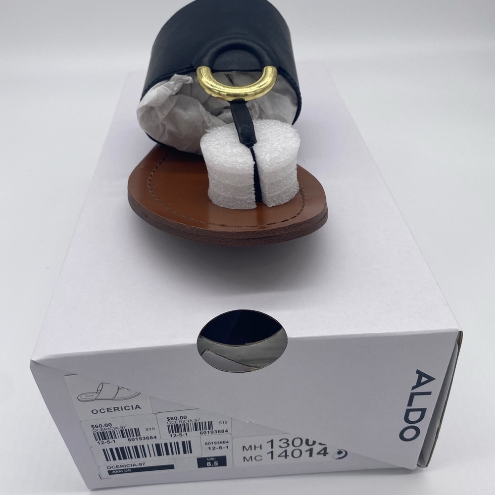 ALDO Ocericia leather ring post sandals in black - Picture 10 of 16